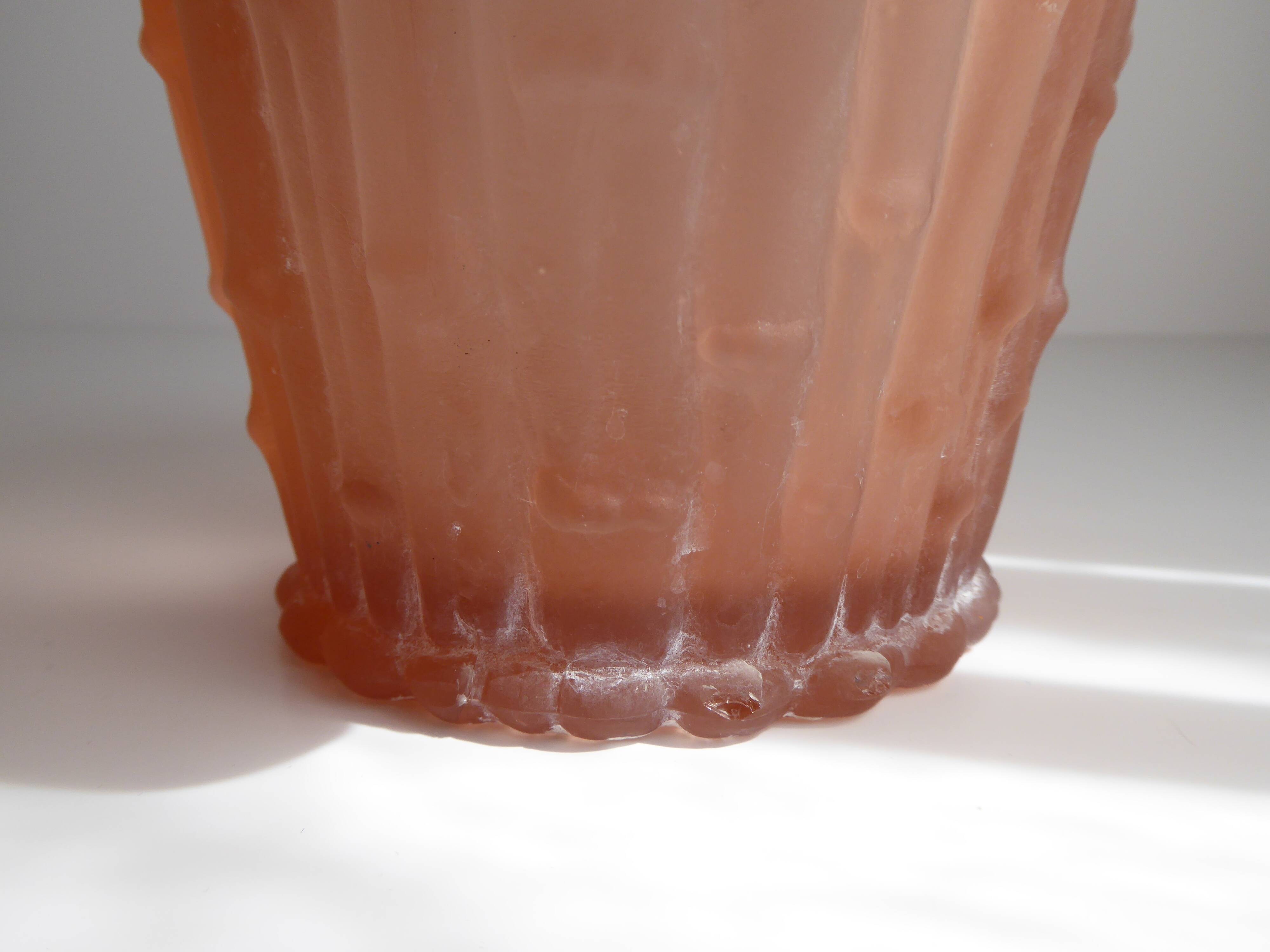 Pink frosted glass vase