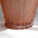 Pink frosted glass vase