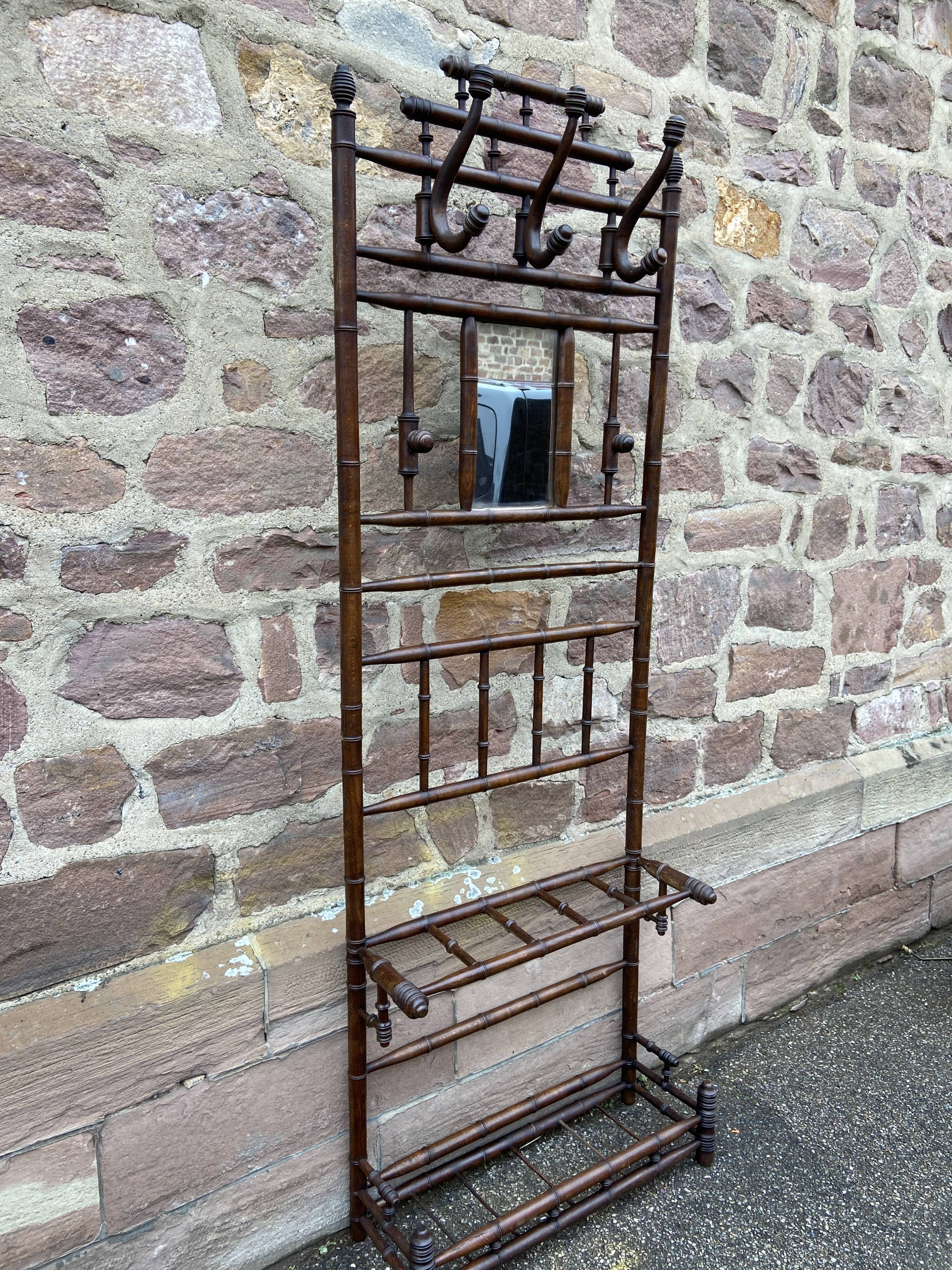 Vintage 1930s curved wood bamboo coat rack