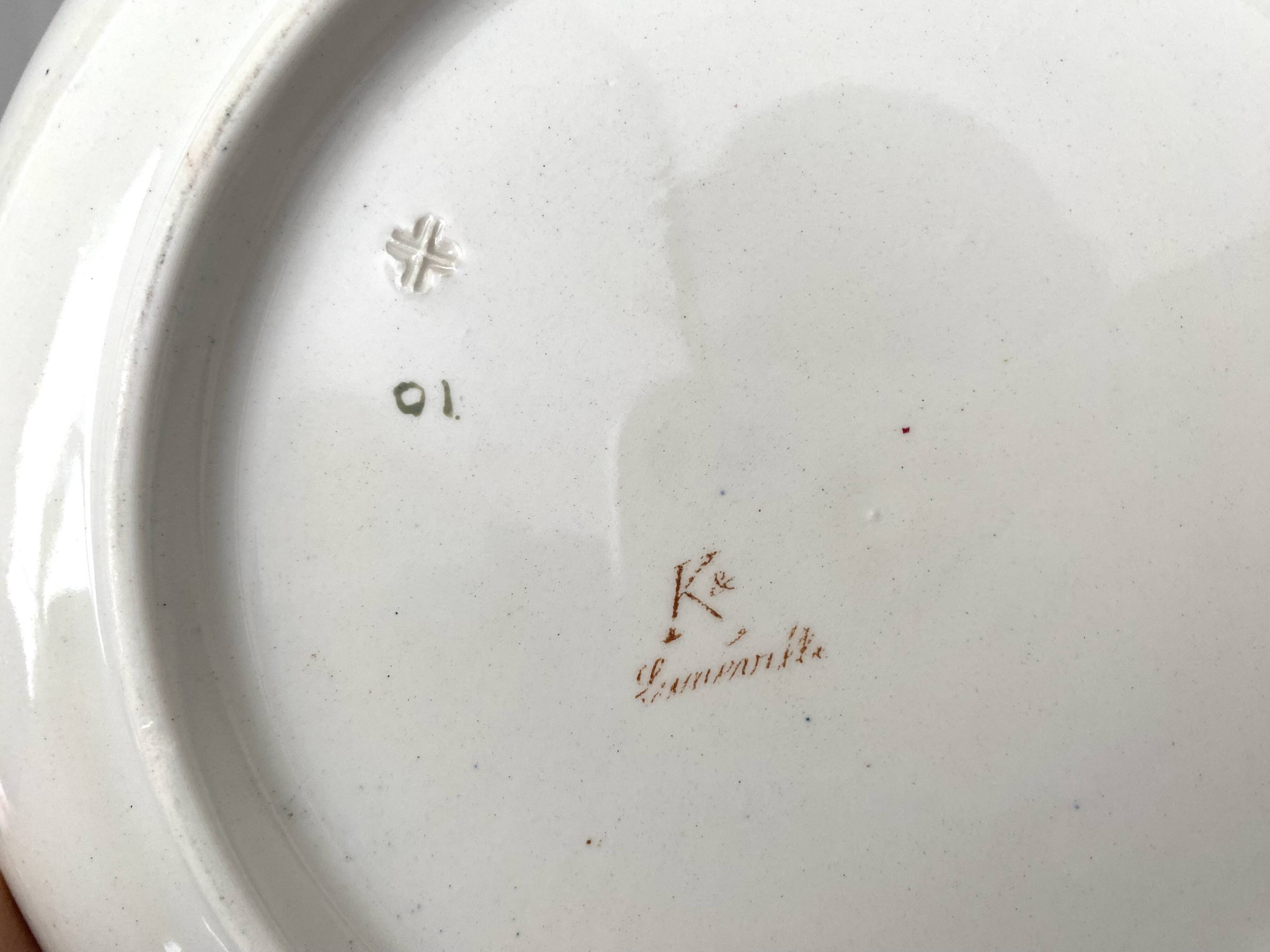 Set of 9 dessert plates "A la Samaritaine" K&G Lunéville 1900, art nouveau service