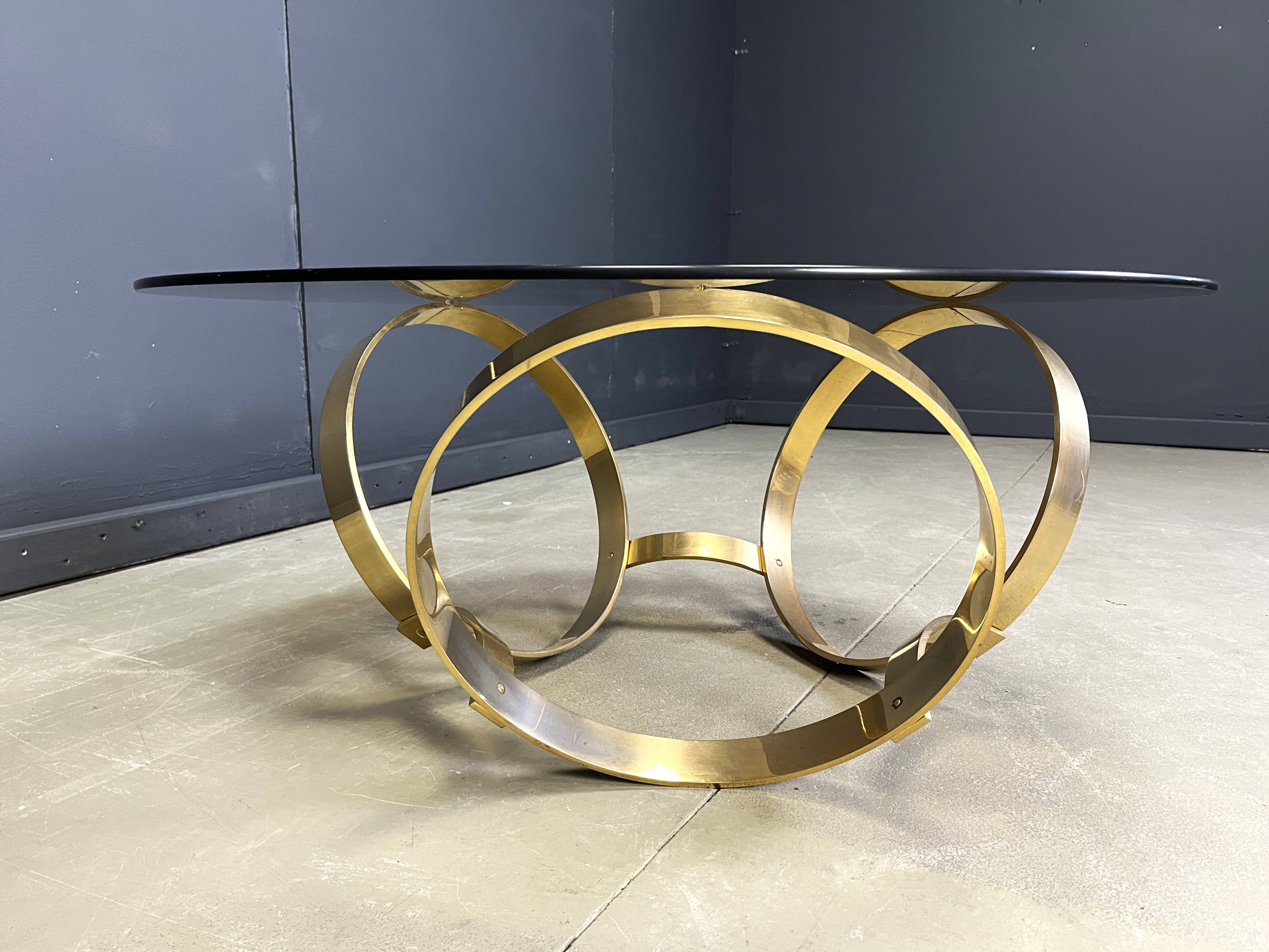 Vintage brass coffee table attributed to Knut Hesterberg, 1970s