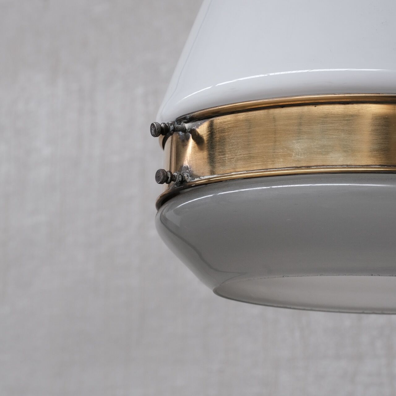 German Antique Two Tone Brass and Glass Pendant Light