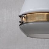 German Antique Two Tone Brass and Glass Pendant Light