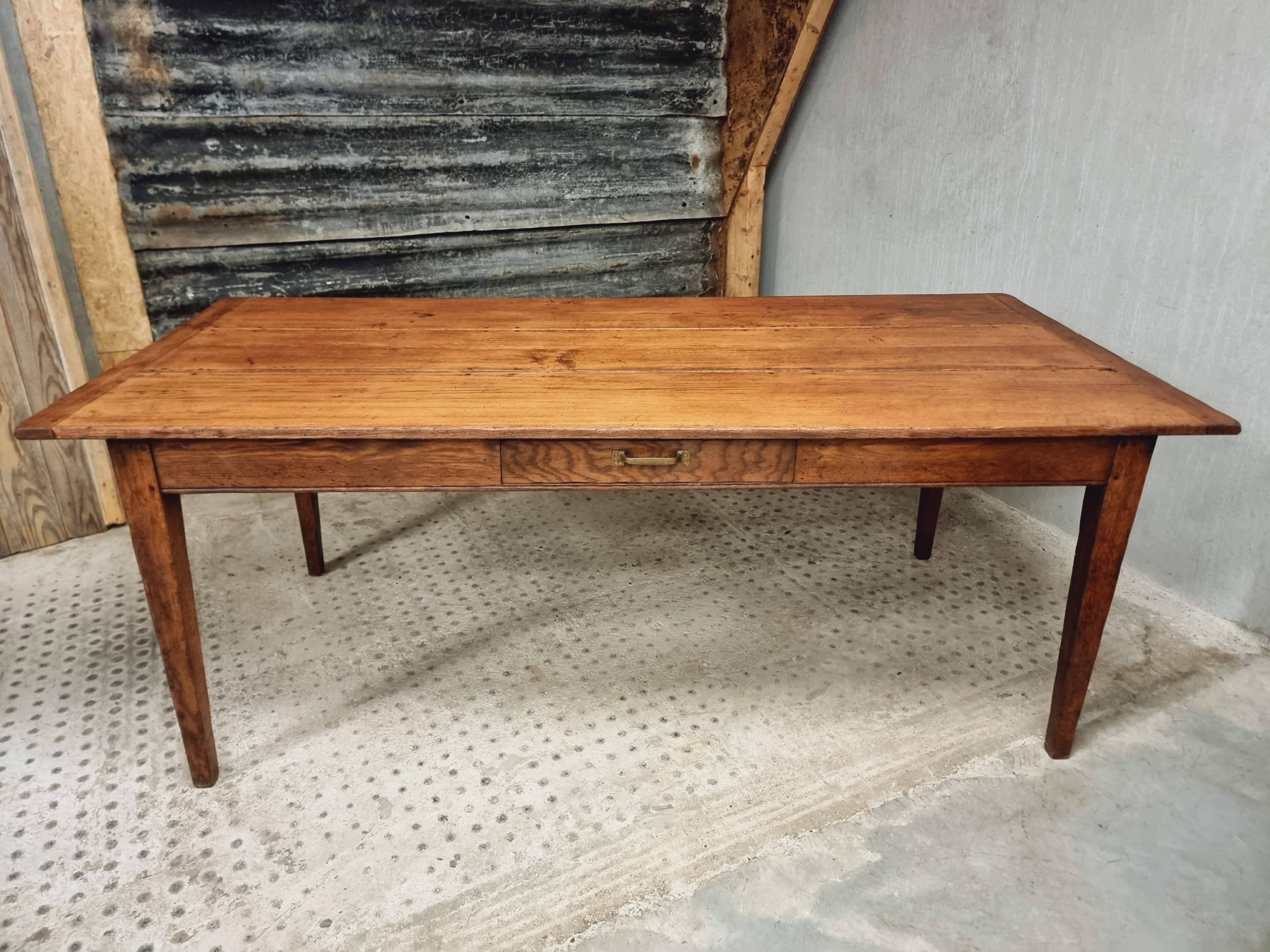 Antique dining table, rural oak table 90 x 200 cm