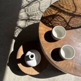 Quadripod coffee table in solid wood monoxyl natural color (dark)