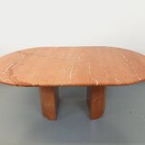 Vintage oval dining table in pink marble from the 70s 80s.