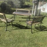 Cast iron and wood garden furniture