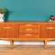 Retro Teak 1960s Long Mid Century Sideboard With Sliding Doors
