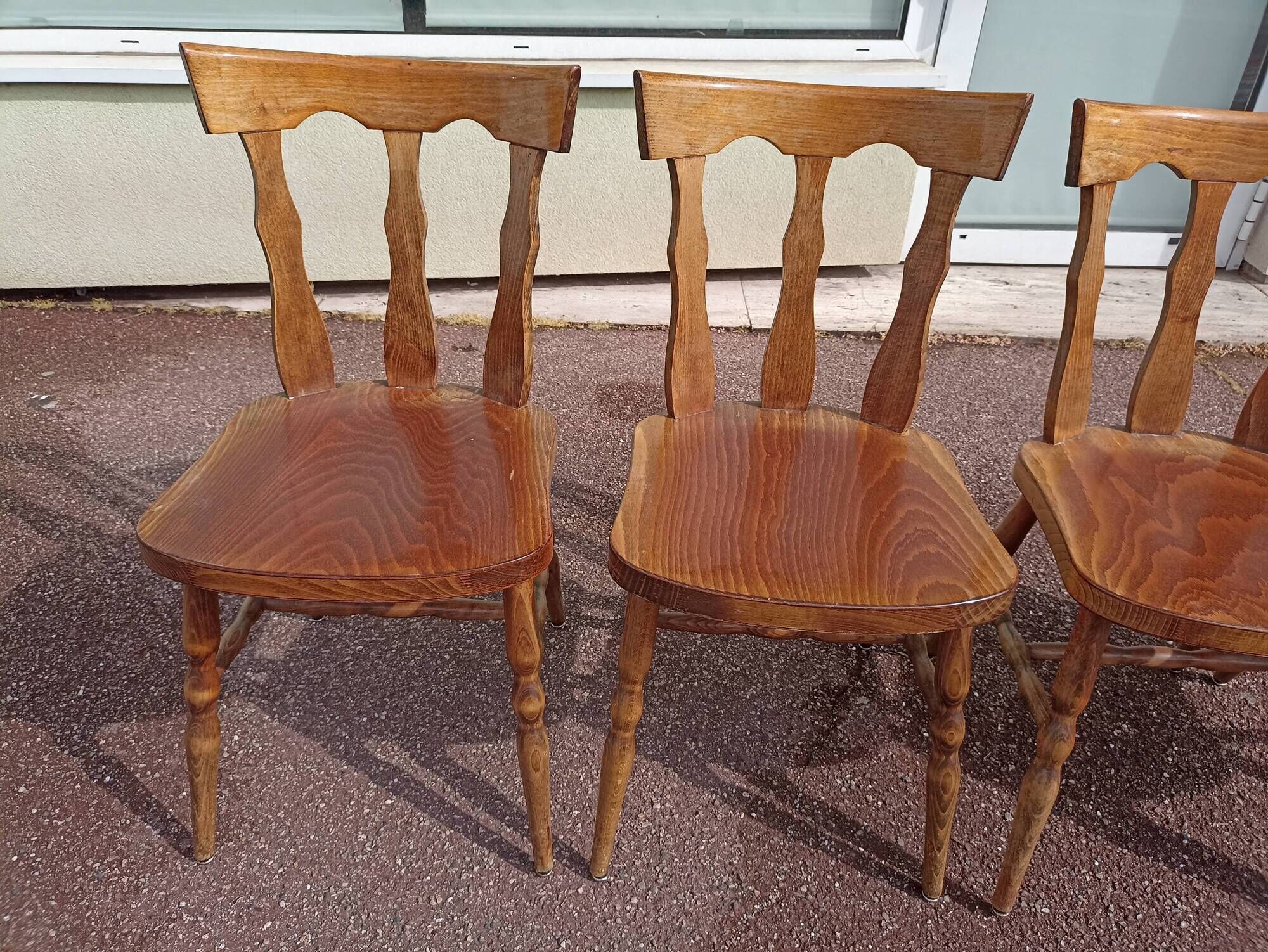 Set of 4 bistro bar chairs year 80 - 90 - wooden - baumann