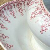Antique Gien porcelain sauce boat, iron earth