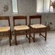 Set of 4 elm straw chairs from the 50s