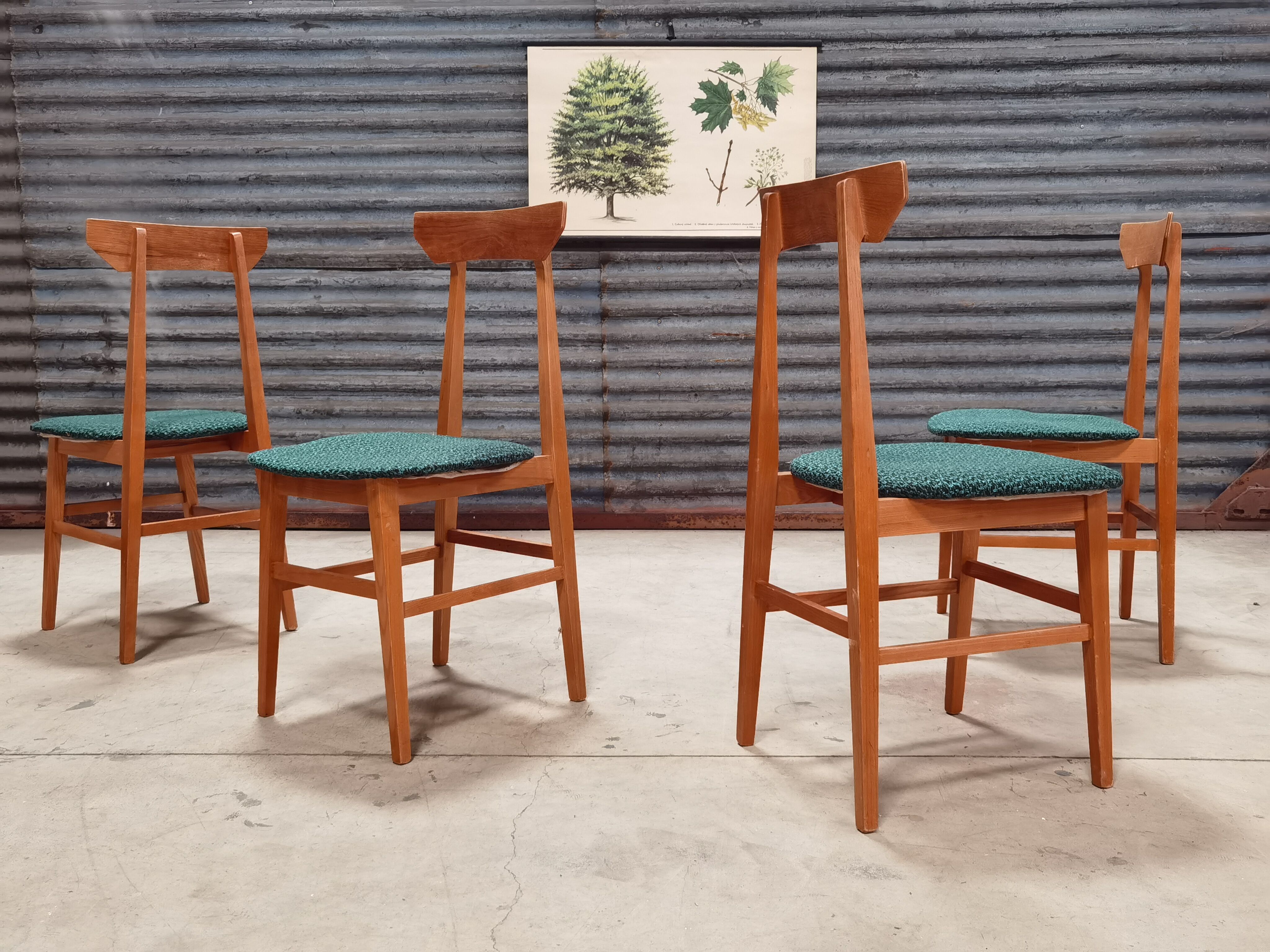 Set of 4 Chairs Drevotex Emerald Green