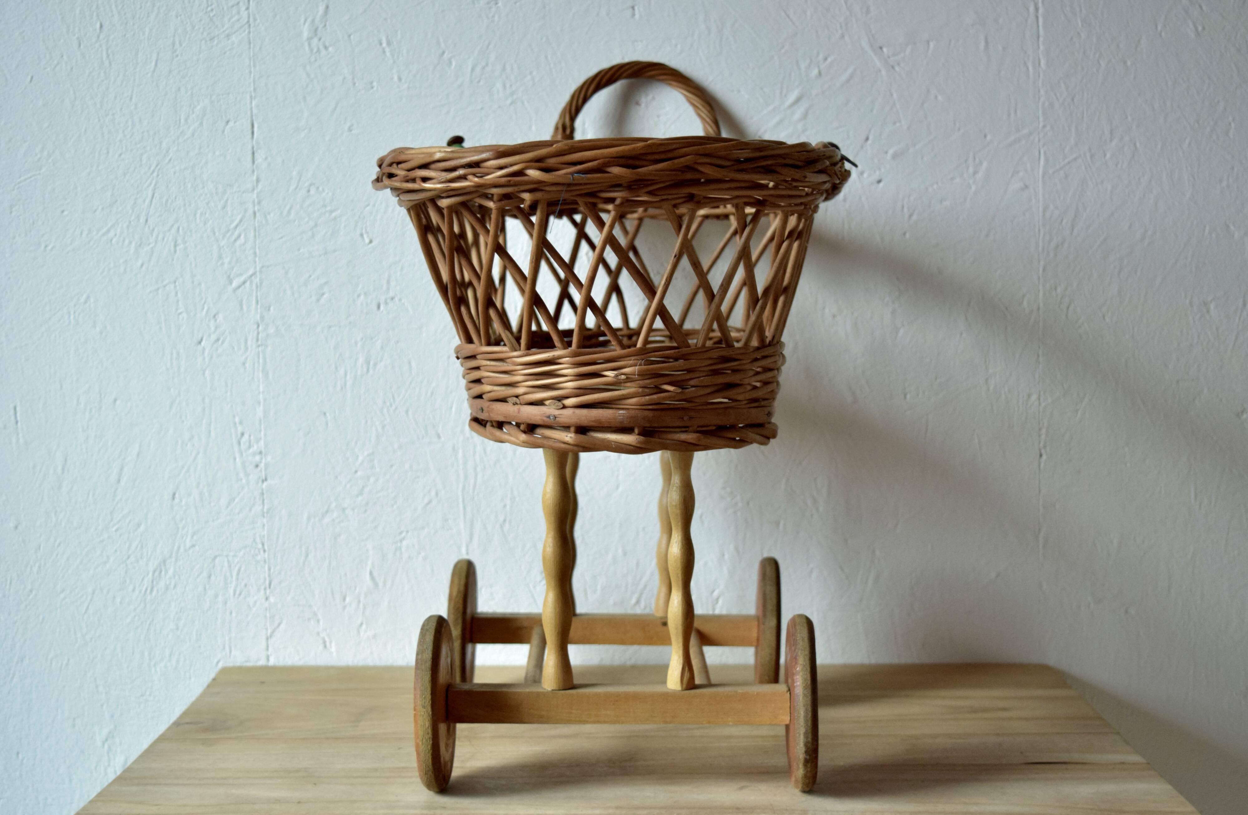 Old dolls pram - wooden wheels