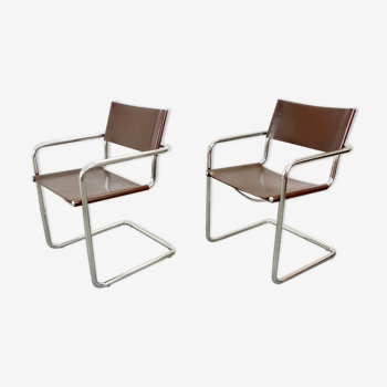 Pair of vintage tubular chairs MG5 by Mart Stam and Marcel Breuer for Matteo Grassi