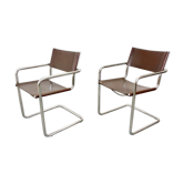 Pair of vintage tubular chairs MG5 by Mart Stam and Marcel Breuer for Matteo Grassi