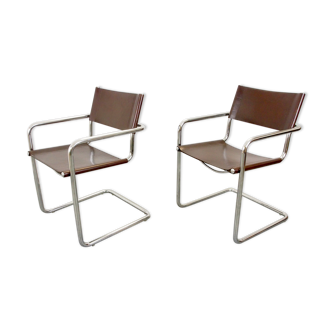 Pair of vintage tubular chairs MG5 by Mart Stam and Marcel Breuer for Matteo Grassi