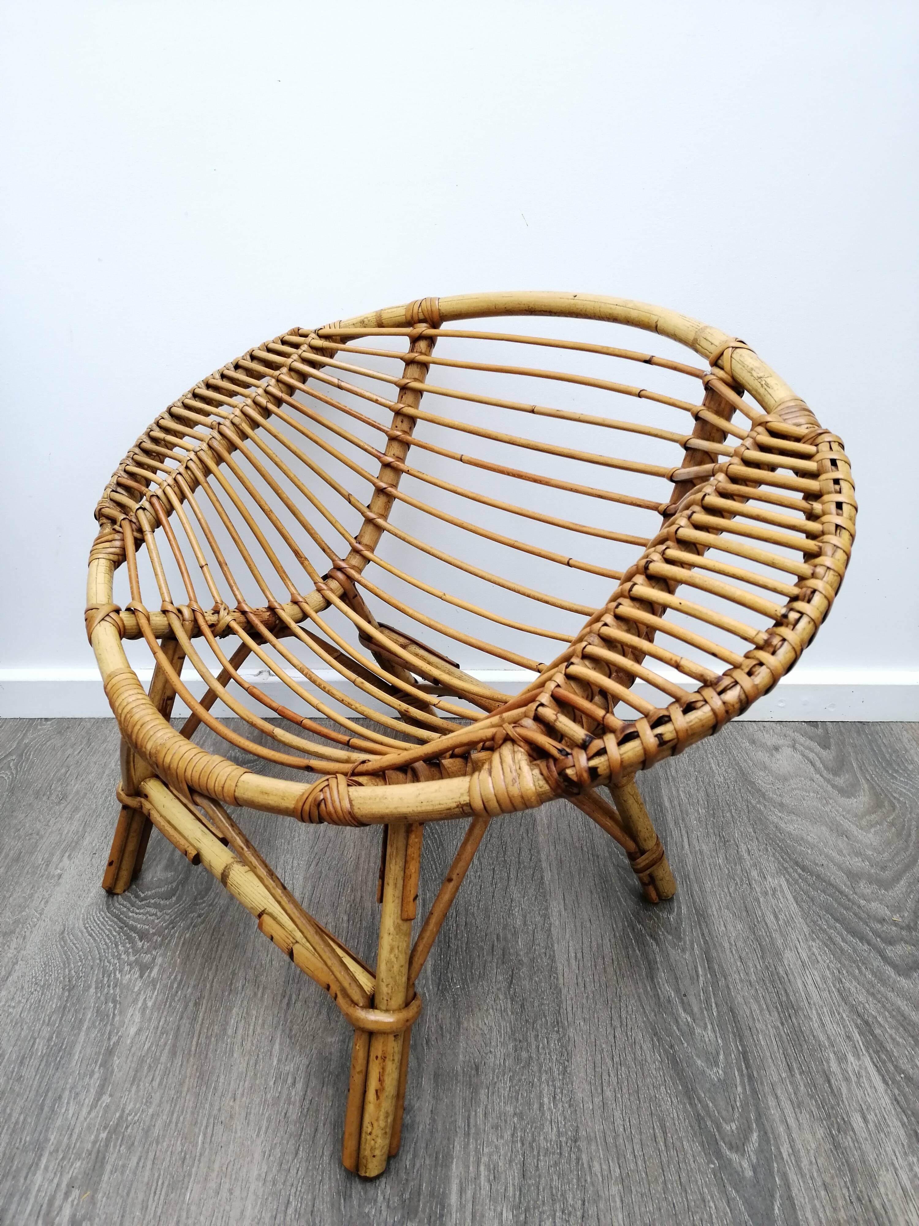 Children's lemon rattan chair