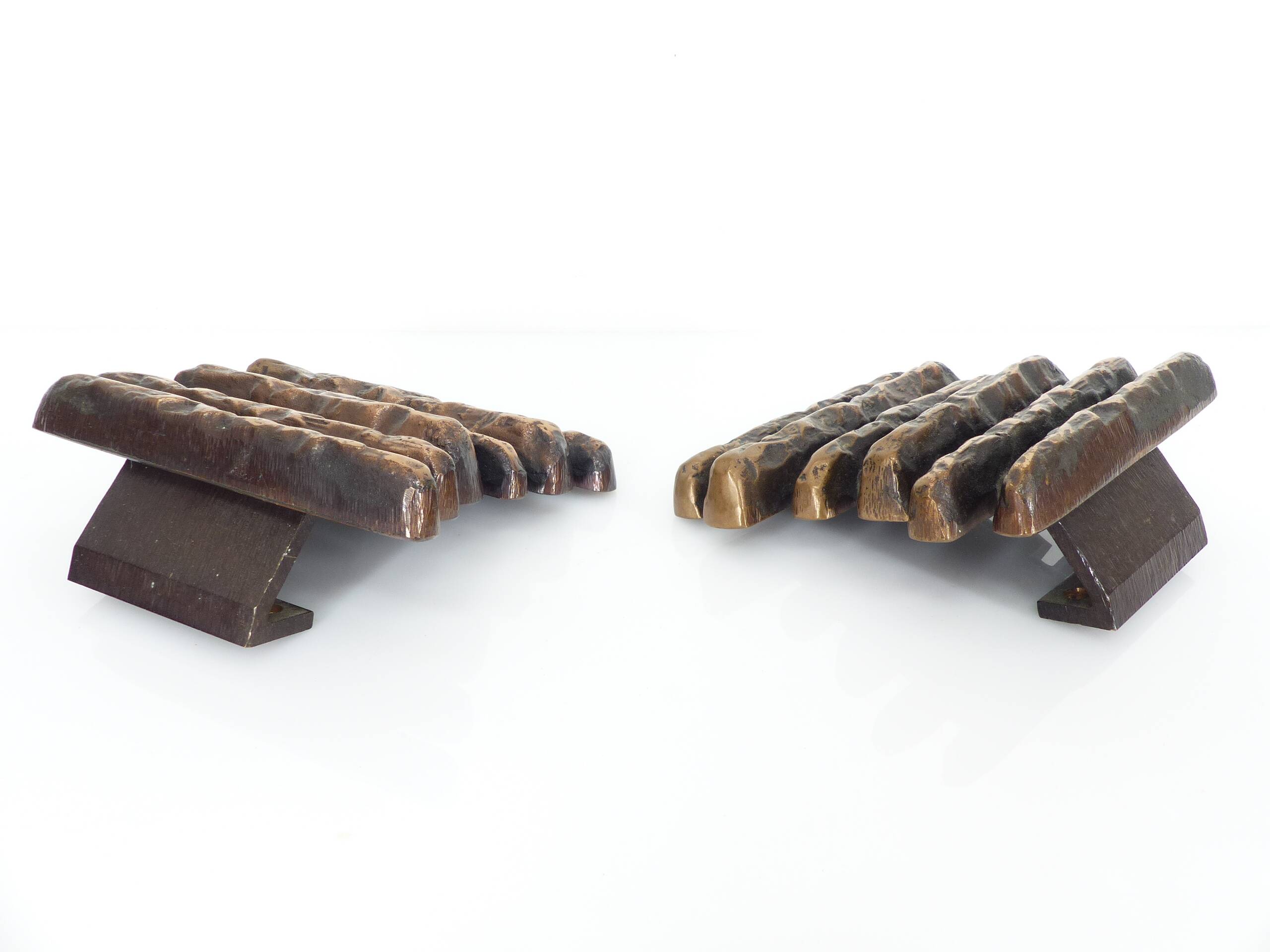 Brutalist bronze door handles, Alpan, Germany, circa 1970