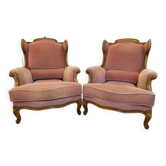 2 Bergères à oreilles type Louis XV