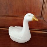 Terrine or table pot in Goose faience signed Michel Caugant