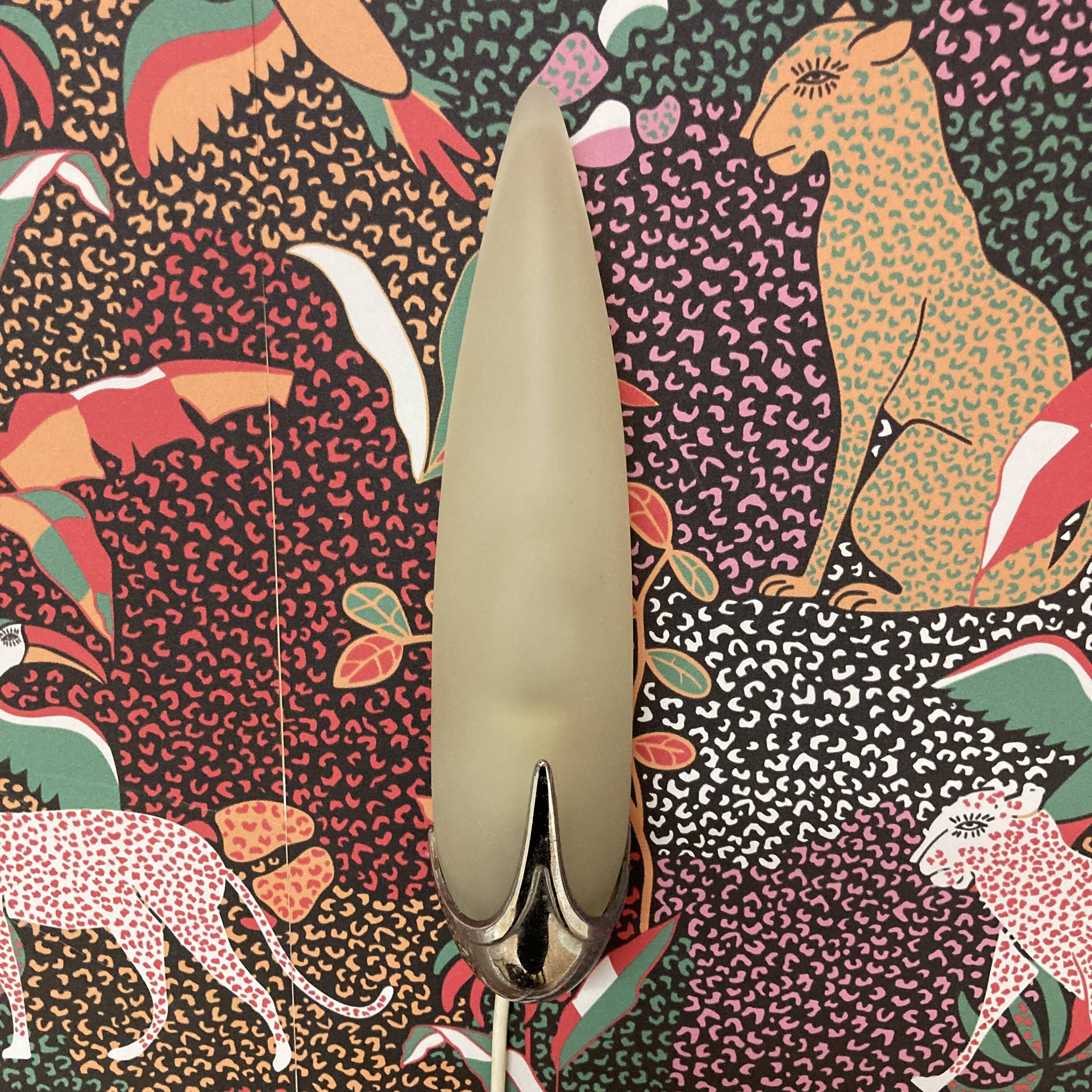 Pair of 1950s designer glass wall lights.