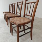 Set of 4 old Thonet style cane bistro chairs from the 1930s