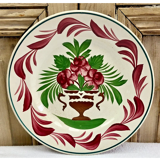 7 dessert plates XIX Sarreguemines stencil decoration