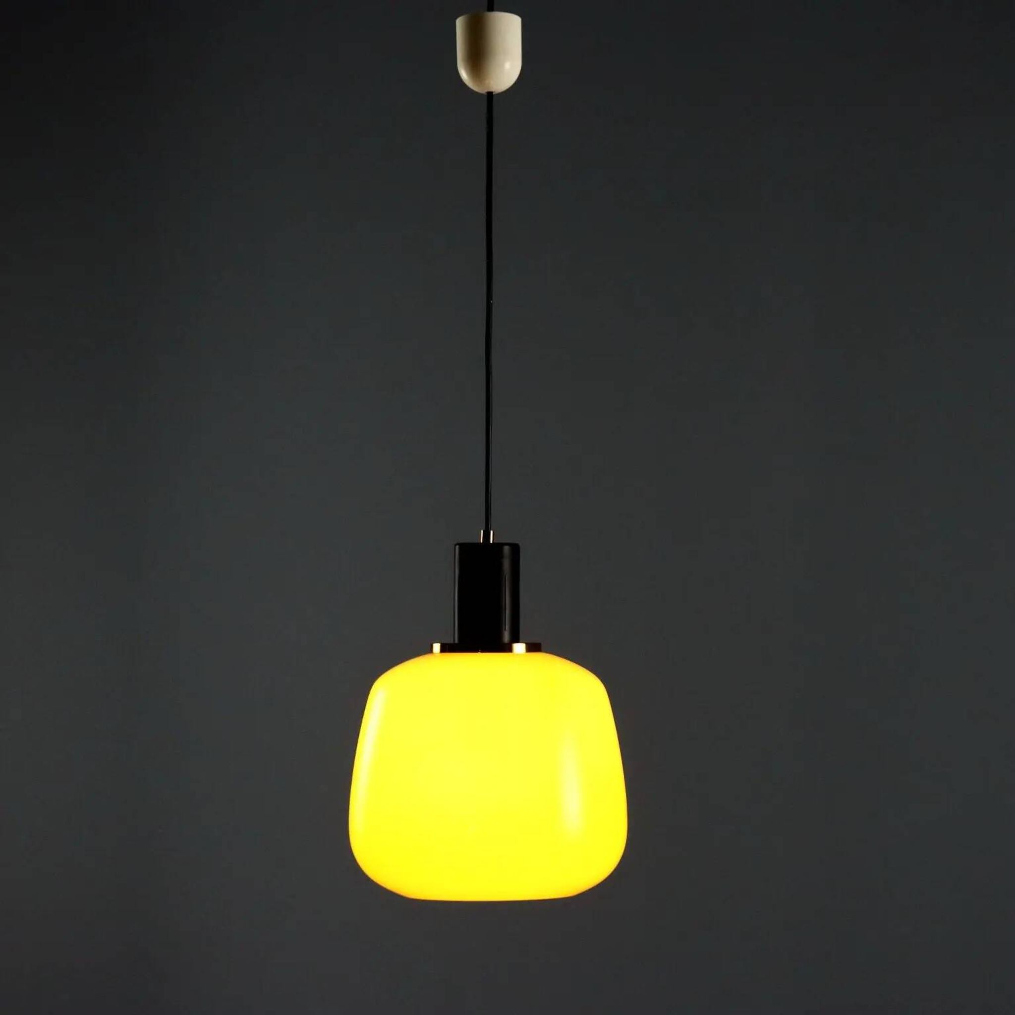 Vintage metal and glass pendant light design Italy 1960s