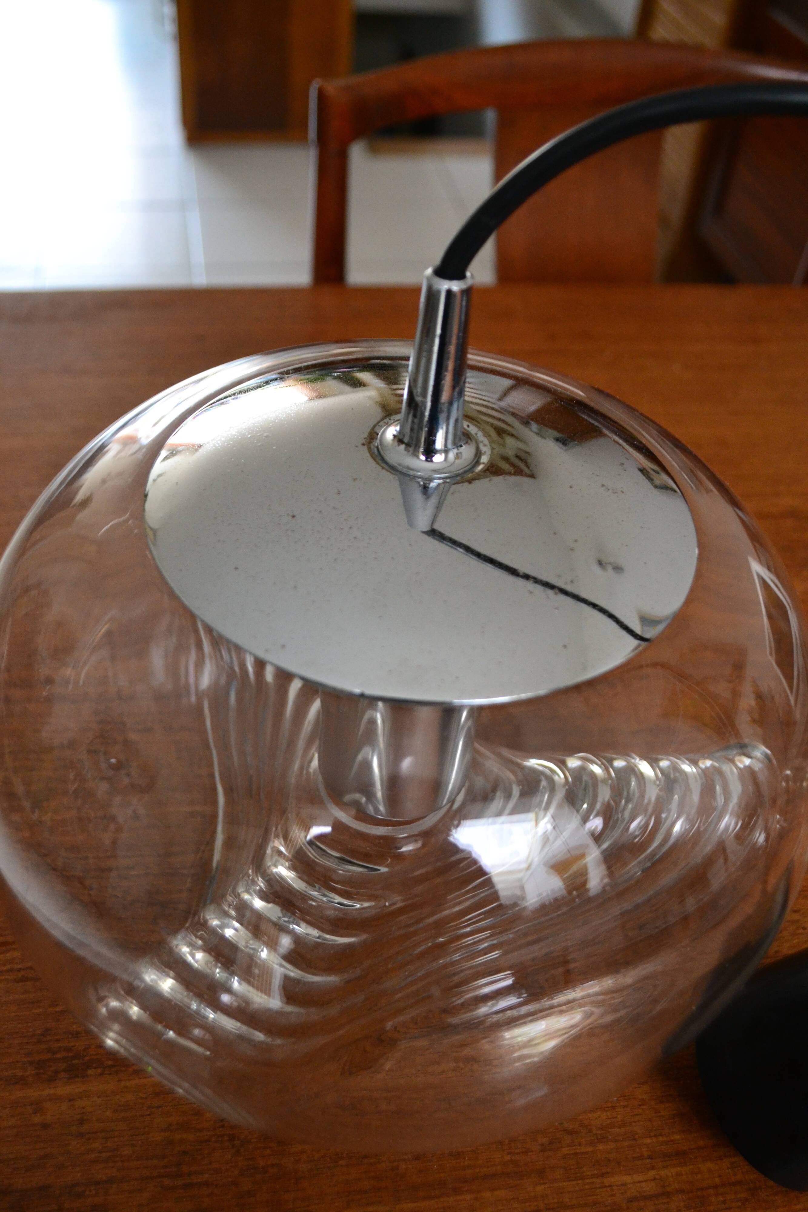 Peill & Putzler "wave" suspension, glass and chrome from the 60s/70s.