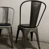 chaise TOLIX  inox et cuir
