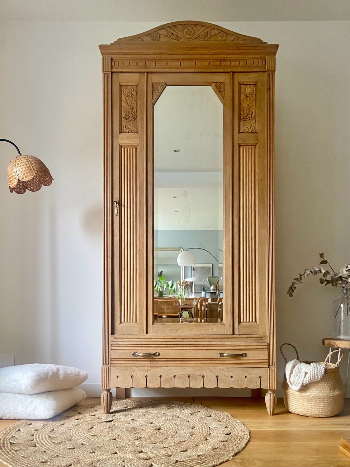 Parisian art deco cabinet 1930 in raw wood