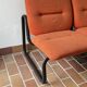 Strafor 3-seater bench, orange wool and sled base, 1970s.