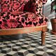 Vintage English flower velvet armchair
