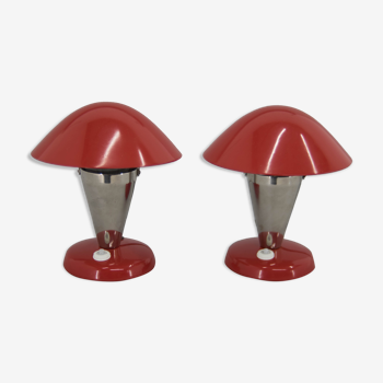 Paire de lampes de chevet bauhaus avec abat-jour flexible, années 1930