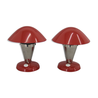 Pair of bauhaus bedside lamps with flexible shade, 1930