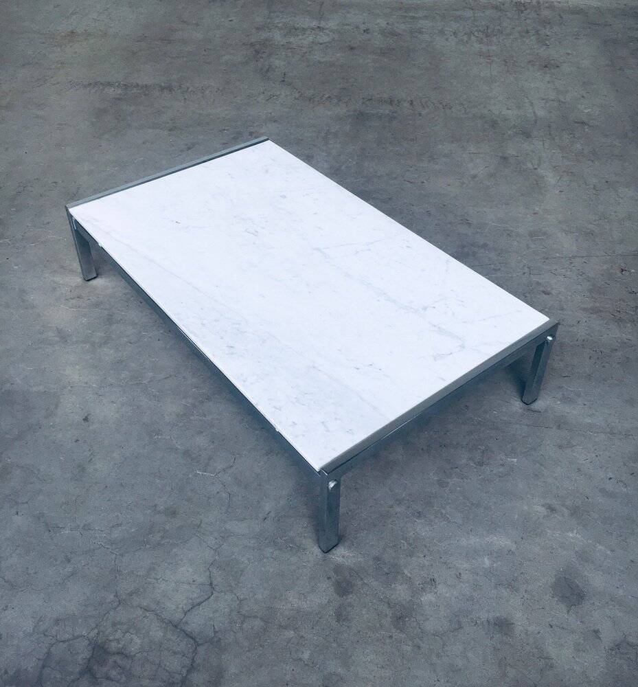 Postmodern Italian Carrara Marble Low Coffee Table, 1970s