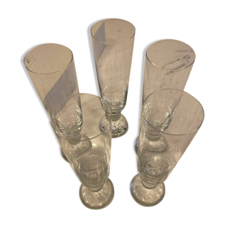 5 JG Durand crystal champagne flutes