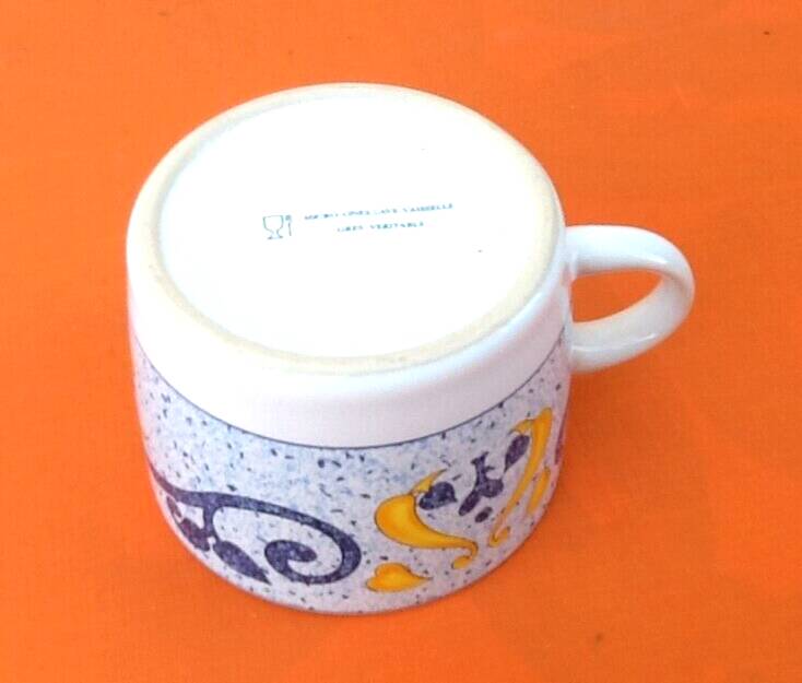 Two Real Stoneware Coffee Cups / Saucers