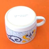 Two Real Stoneware Coffee Cups / Saucers