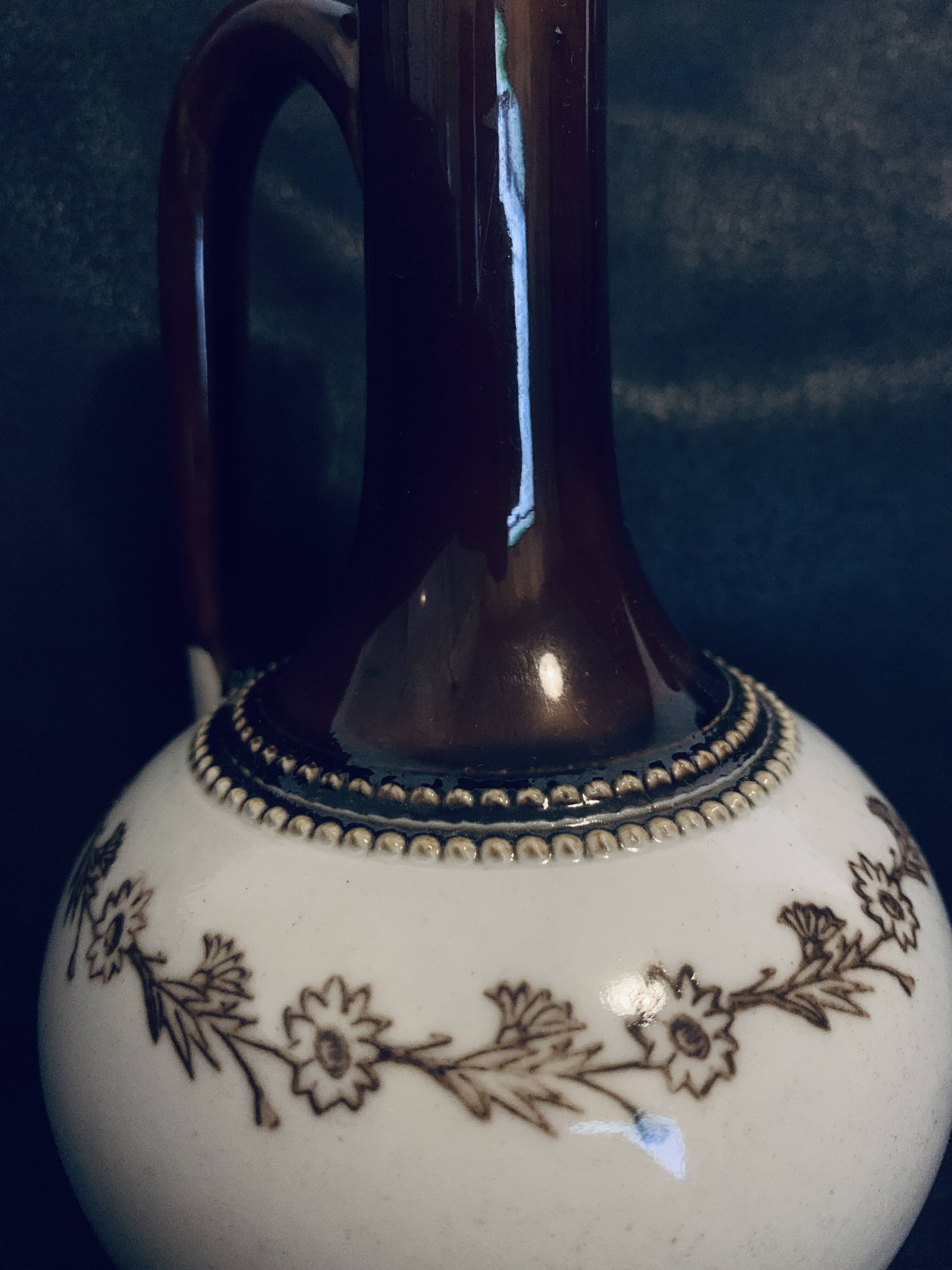 Saint Uze sandstone pitcher 1900s 19.5cm Old vintage steel earth