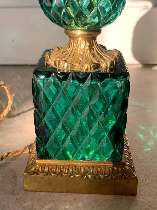 Lampe ananas et cristal vert émeraude