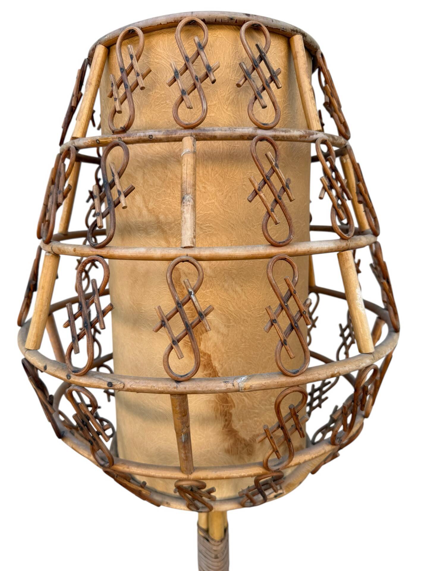 1950s Rattan Floor Lamp in the Style of Louis Sognot, France