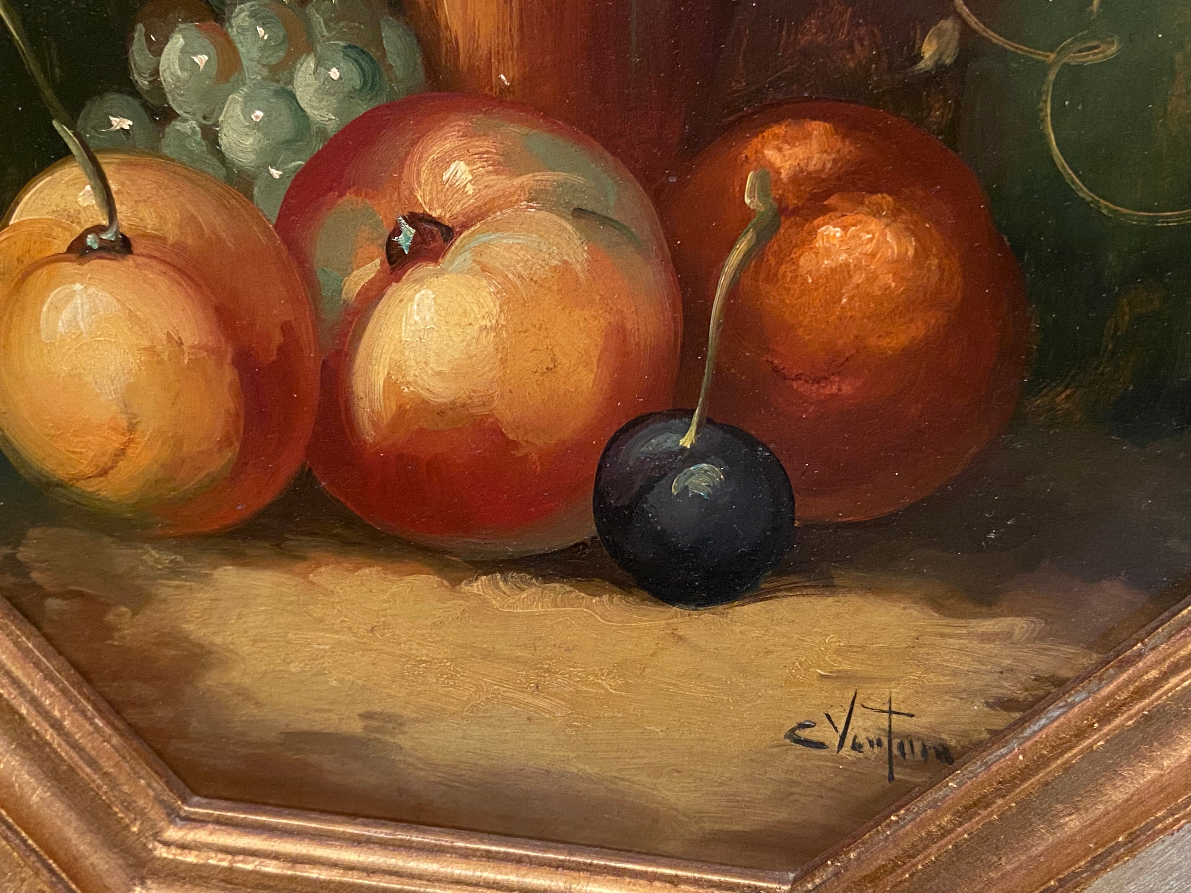 Oil painting on panel Still Life signed C. Ventura