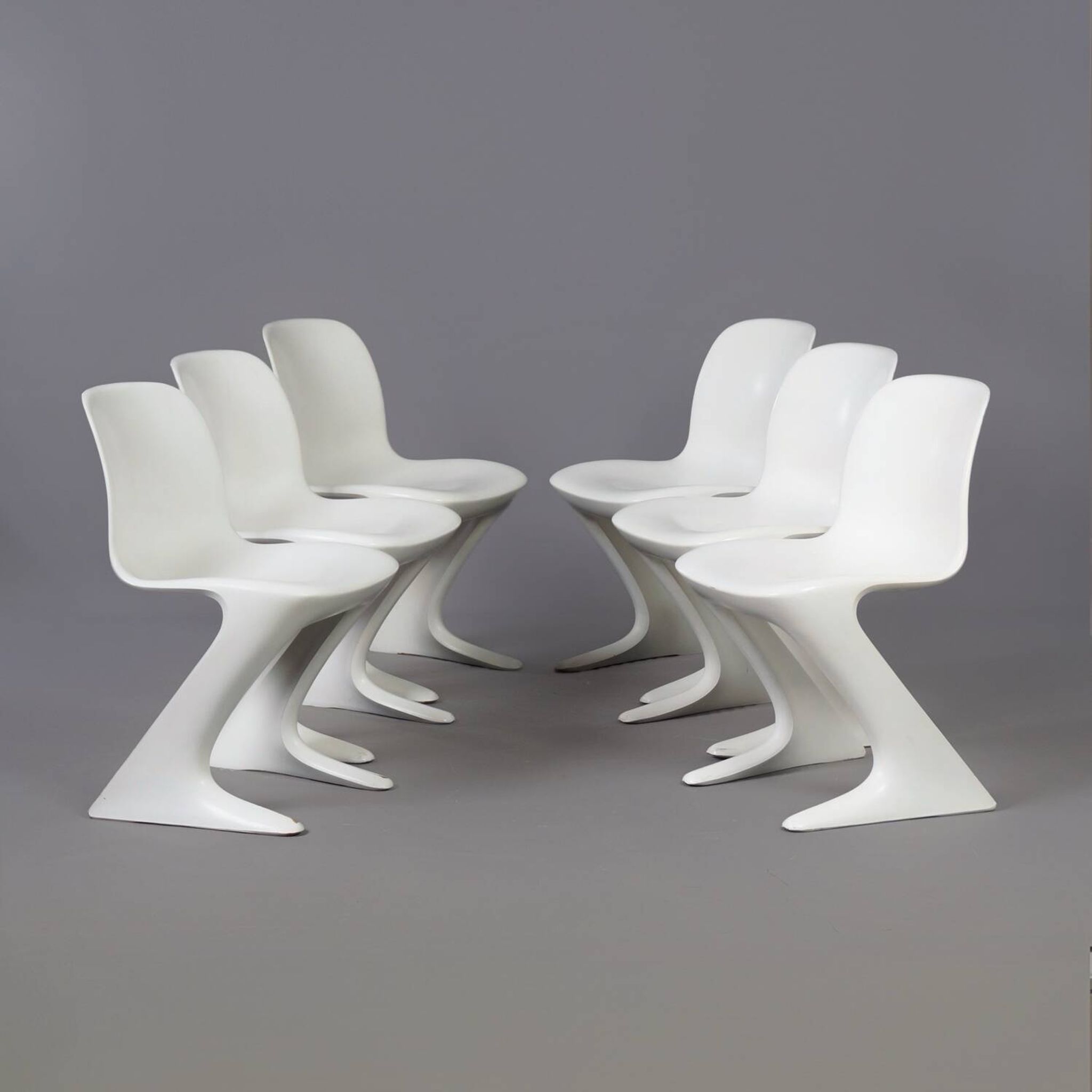 White Kangaroo Chairs by Ernst Moeckl for Horn, 1960s | Set of 6