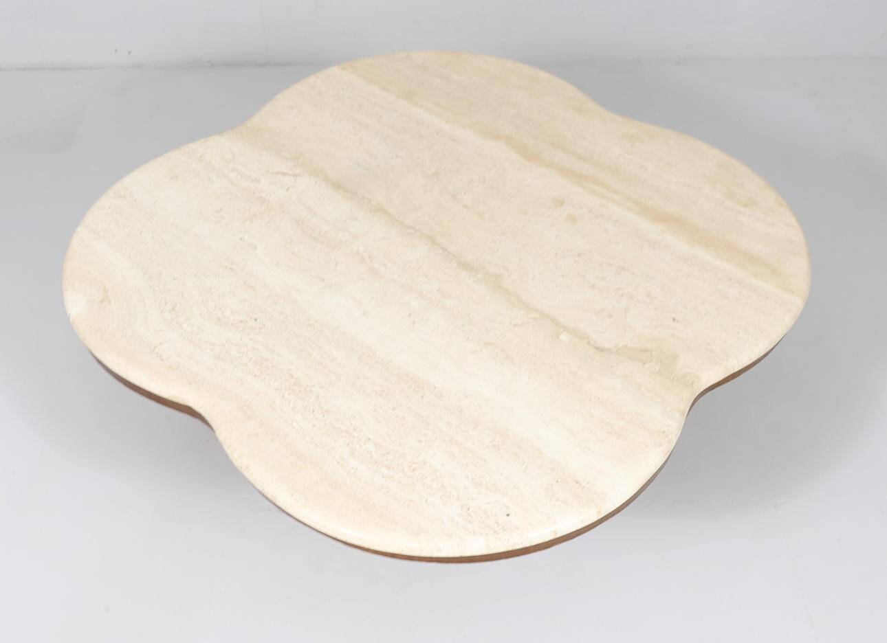 Coffee table with travertine top in cloverleaf shape, Italy, 1970s.
