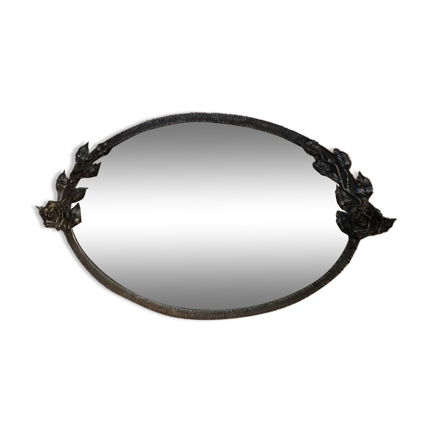 Art Deco mirror in wrought iron and beveled glass