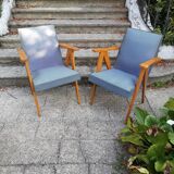 Pair of bridge armchairs with compass feet