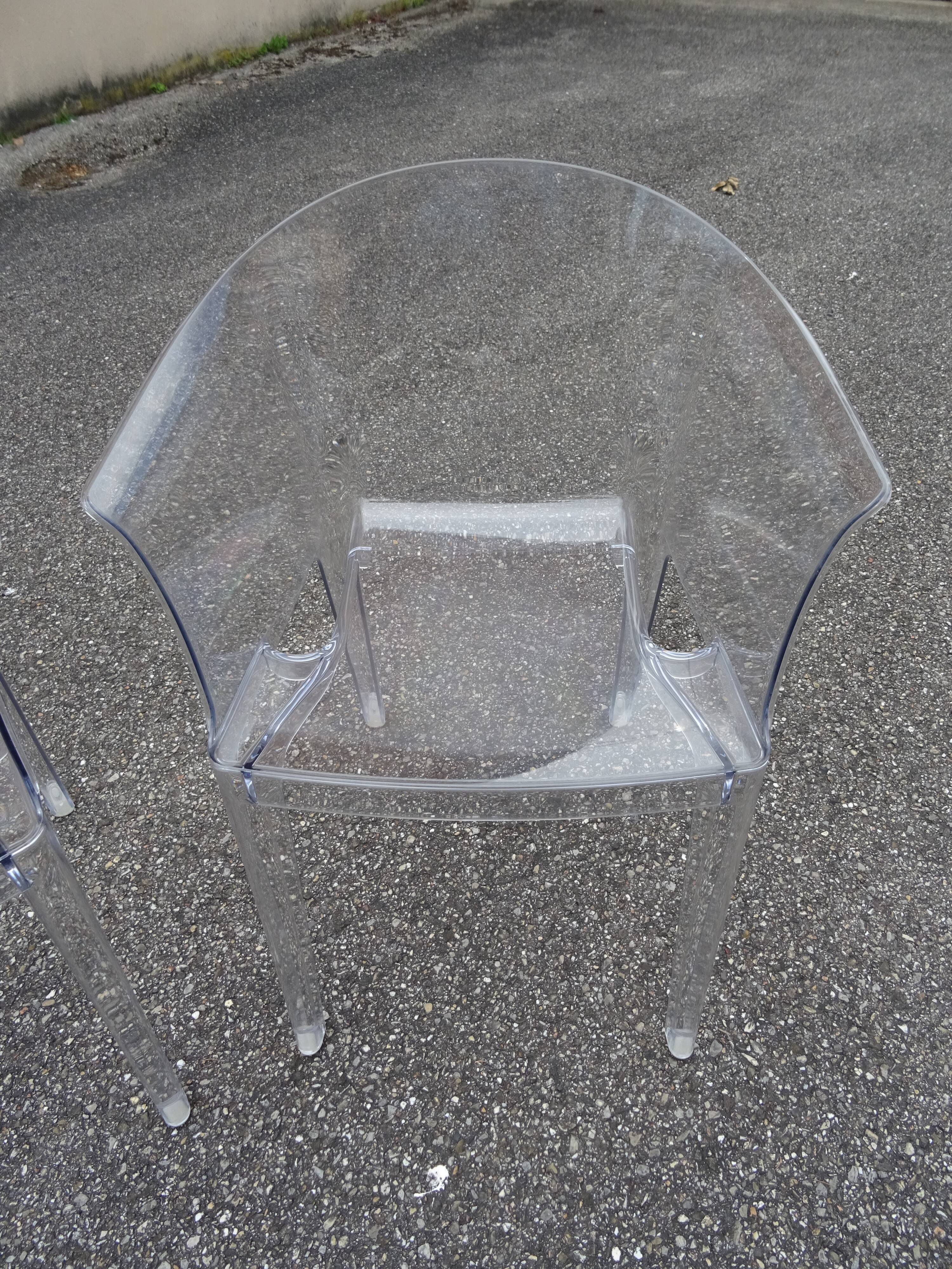 Pair of Tulipano armchairs in transparent plexiglass design Giovannoni