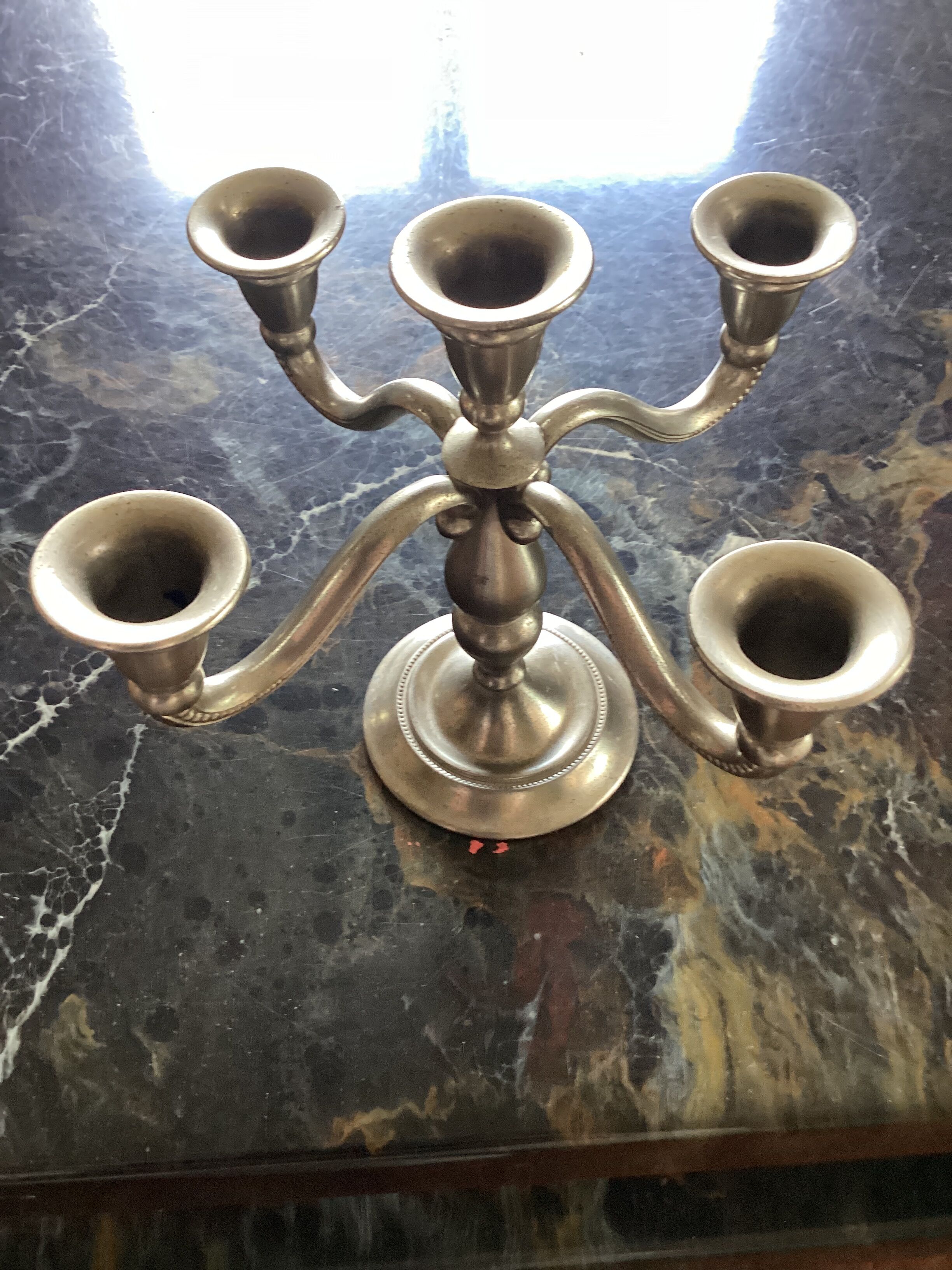 Royal Holland pewter candle holder with five candles dimension: height -20cm- width -18cm-