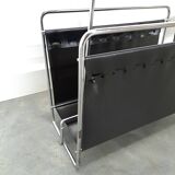 Design Voss jaren 70 leren tijdschriftenrek met chroom